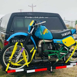 Ratchet strap Motorcycle fixed on trailer